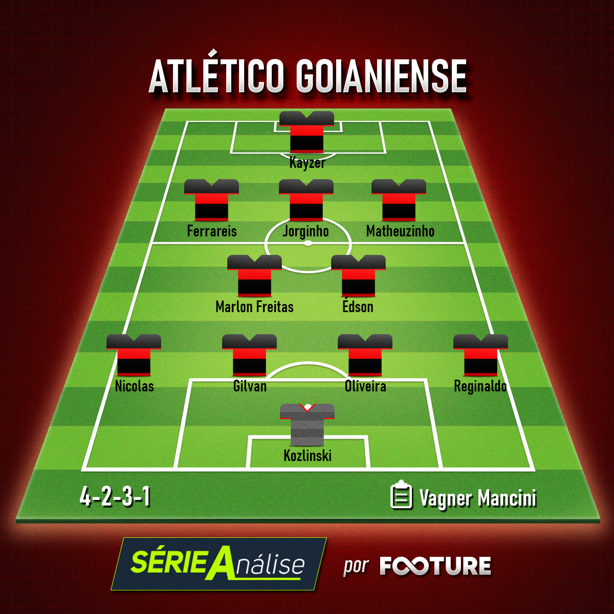 Sem mexer no esquema, técnico escala Foguinho na zaga do Atlético-GO